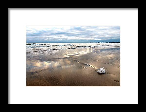 Beach In Winter Framed Print featuring the photograph Ice Crystal on the Beach by Patty Colabuono