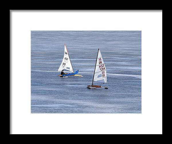 Madison Framed Print featuring the photograph Iceboats on Lake Monona, Madison, WI by Steven Ralser