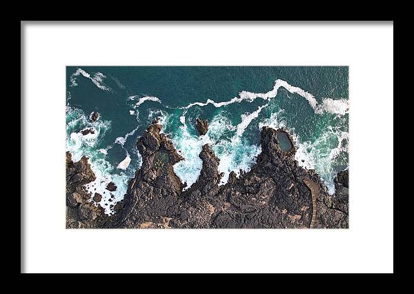 Iceland Framed Print featuring the photograph Iceland Drone Ocean Cliffs by William Kennedy