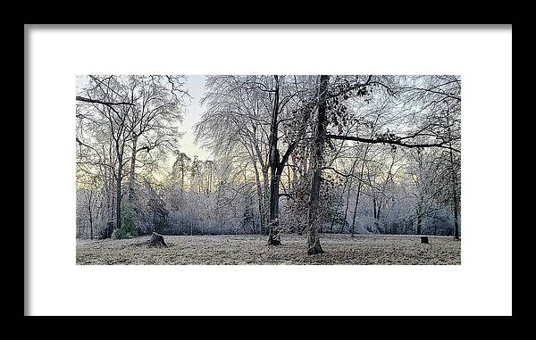 Historic Framed Print featuring the photograph Icy Morning at Silverbrook Gateway by GeeLeesa