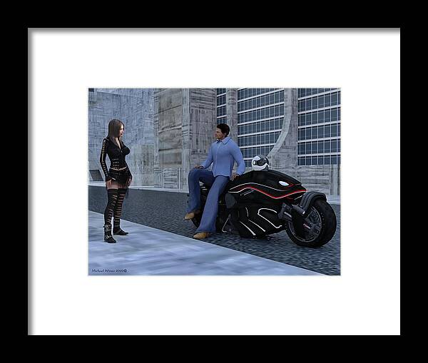 Digital Art Framed Print featuring the digital art I'd Love to go for a ride by Michael Wimer