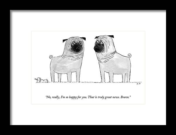 A25378 Framed Print featuring the drawing I'm So Happy For You by Julia Leigh and Phillip Day
