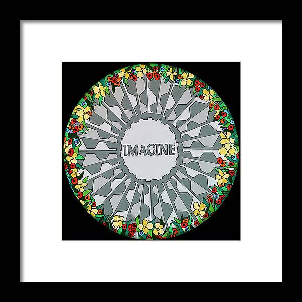 Imagine John Lennon Peace Strawberry Fields Framed Print featuring the painting Imagine by Mike Stanko