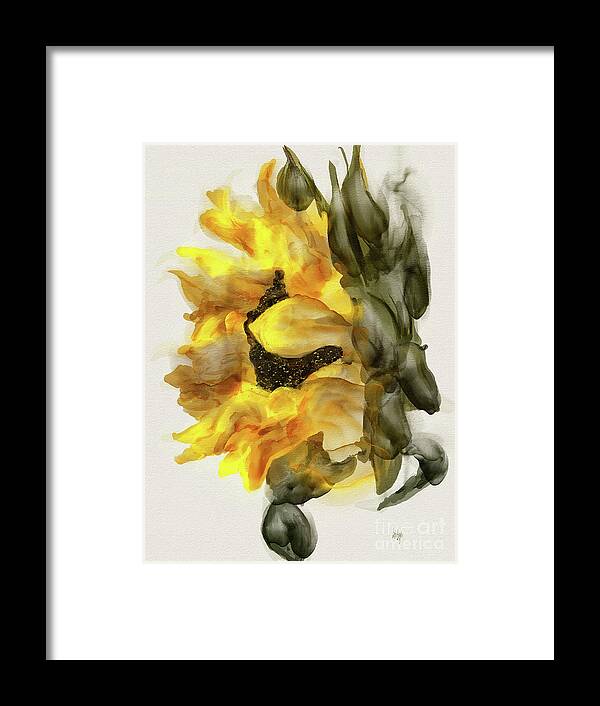 Sunflower Framed Print featuring the digital art Sunflower In Profile by Lois Bryan