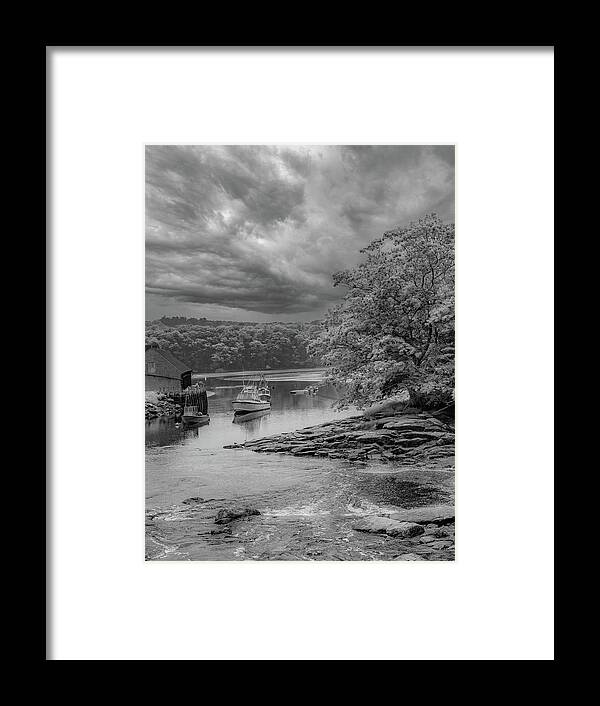 Maine Framed Print featuring the photograph Impending Storm Squall, Black and White by Marcy Wielfaert