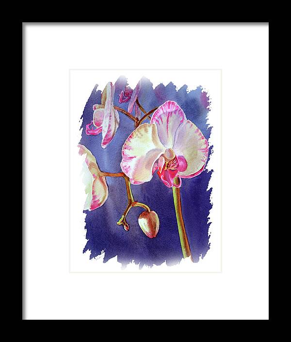 Orchid Framed Print featuring the painting Impulse Of Nature Watercolor Orchid Flower Free Brush Strokes VII by Irina Sztukowski