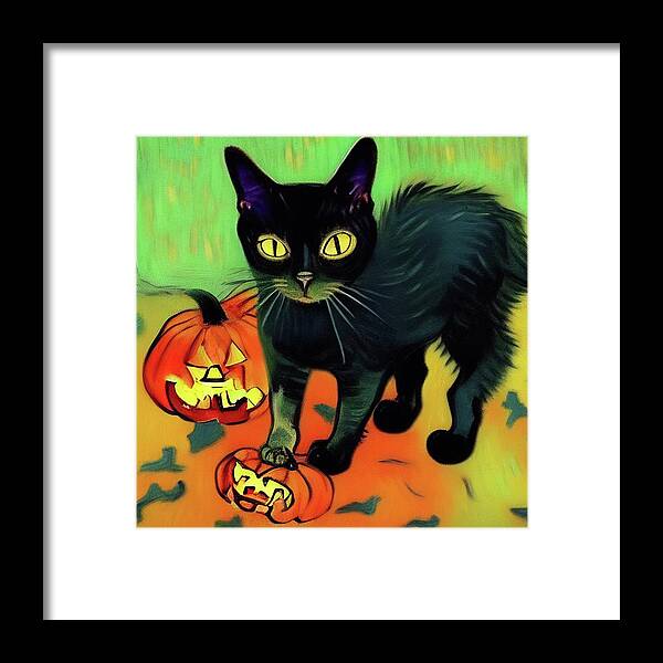 Halloween Framed Print featuring the digital art I'm not scared of Halloween by Tatiana Travelways