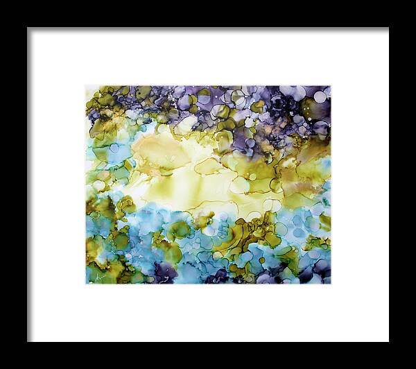 Purple Framed Print featuring the painting Golden Deep by Katrina Nixon