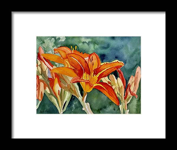 Daylily Framed Print featuring the painting In the Spotlight by Nicole Curreri