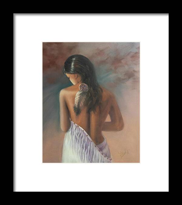 Portrait Framed Print featuring the painting Indian Maiden by Lynne Pittard