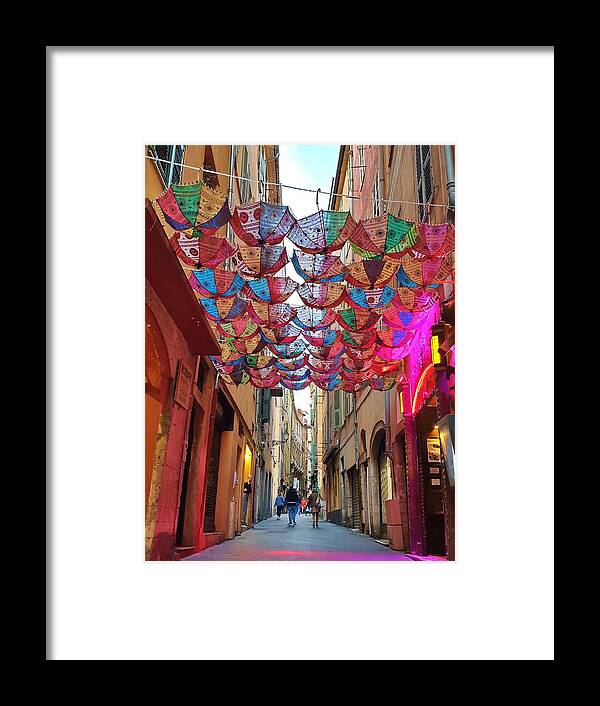 Nice Framed Print featuring the photograph Indian Umbrellas in Old Town by Andrea Whitaker