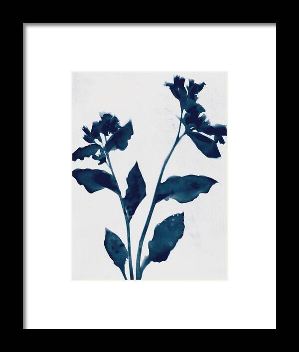 Indigo Framed Print featuring the mixed media Indigo Blue Flowers 2 by Janine Aykens