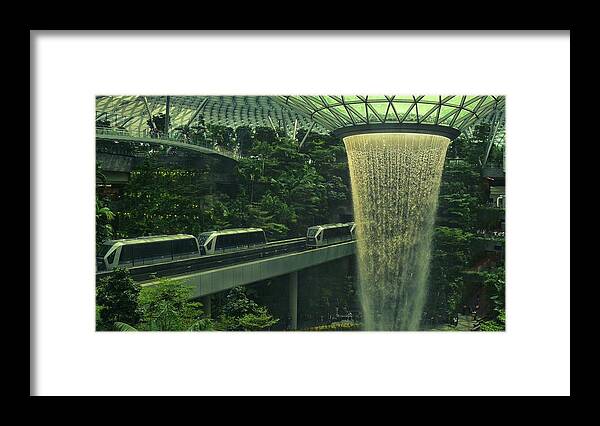 Singapore Framed Print featuring the photograph Indoor Waterfall by Robert Bociaga