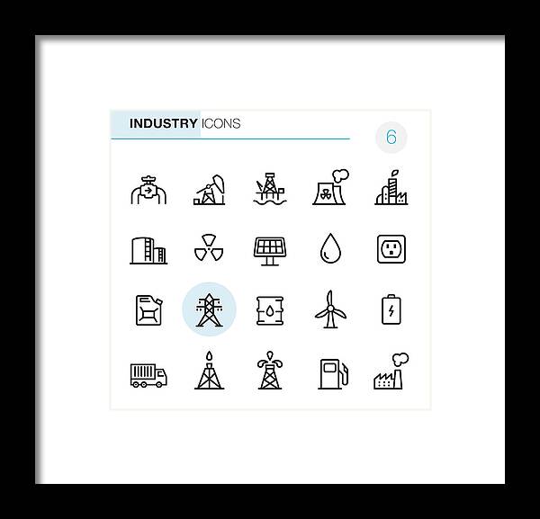 Natural Gas Framed Print featuring the drawing Industry - Pixel Perfect icons by Lushik