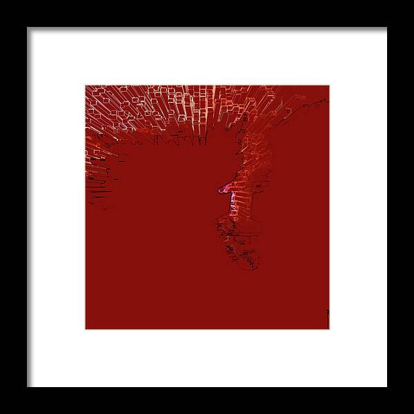 Guitar Framed Print featuring the digital art Inferno In Red #2 by Ken Walker
