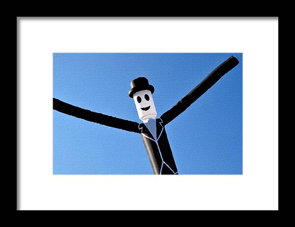 Waving Framed Print featuring the painting Inflatable Waving Man by Tony Rubino