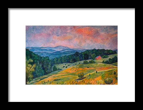Ingles Mountain Framed Print featuring the pastel Ingles Mountain by Kendall Kessler