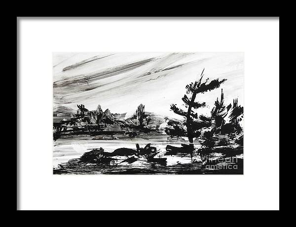 India Ink Framed Print featuring the painting Ink Pochade 40 by Petra Burgmann