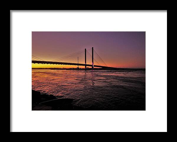 Bridge. Water. Inlet Framed Print featuring the photograph Inlet at Sunset by Ed Sweeney