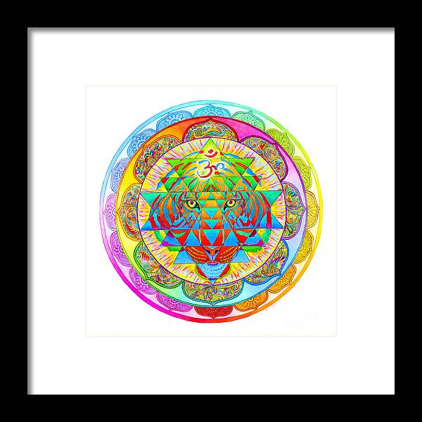 Psychedelic Framed Print featuring the drawing Inner Strength by Rebecca Wang