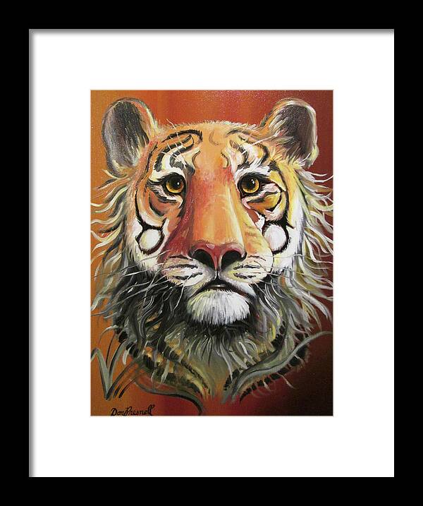 Tiger Framed Print featuring the painting Intent Tiger by Donald Presnell