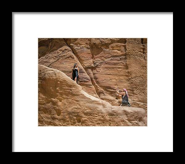 Intimate Moment Framed Print featuring the photograph An Intimate Moment in Petra by Dubi Roman