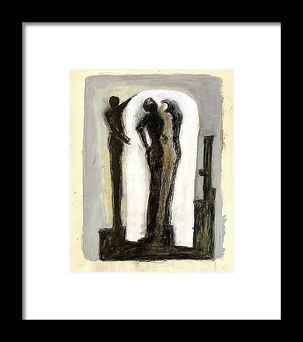 Silhouettes Framed Print featuring the drawing Into The Light by David Euler