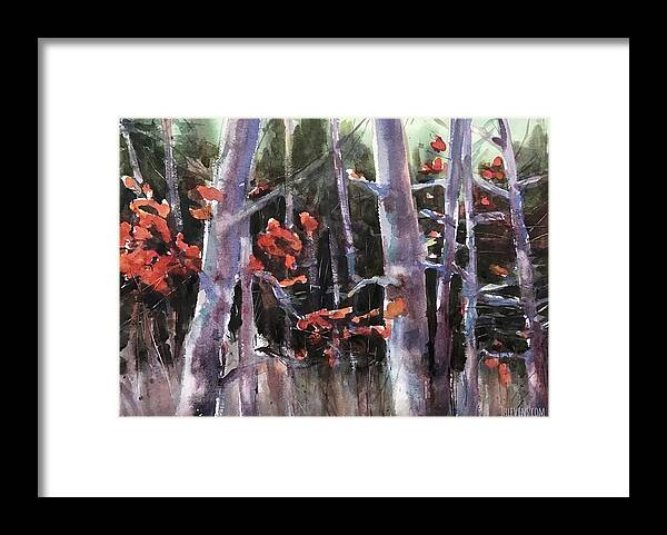 Forest Framed Print featuring the painting Into the Woods by Judith Levins