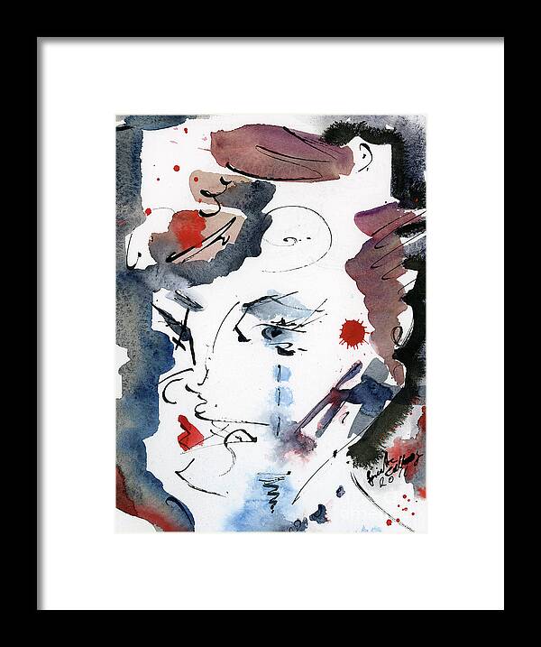 Abstract Watercolors Framed Print featuring the painting Intuitive Abstract Face V2 by Ginette Callaway