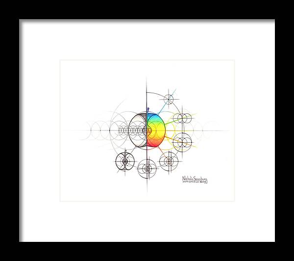 Apple Framed Print featuring the drawing Intuitive Geometry Apple with steps by Nathalie Strassburg