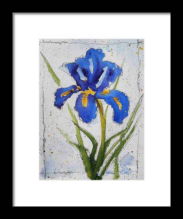 Floral Framed Print featuring the painting Iris Blue by Lisa Debaets