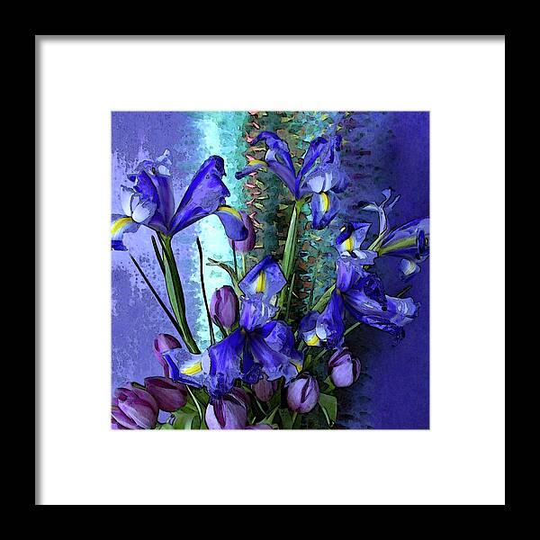 Flowers Framed Print featuring the photograph Irises and Tulips by Corinne Carroll