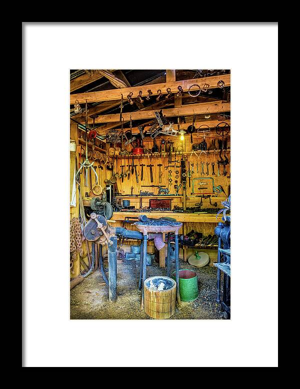 License Framed Print featuring the photograph Iron Collectibles Garage by Debra and Dave Vanderlaan