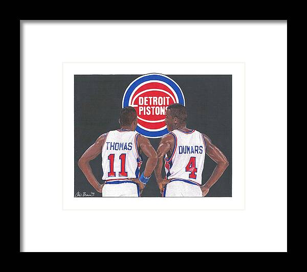 Detroit Pistons Framed Print featuring the drawing Isiah Thomas and Joe Dumars by Chris Brown