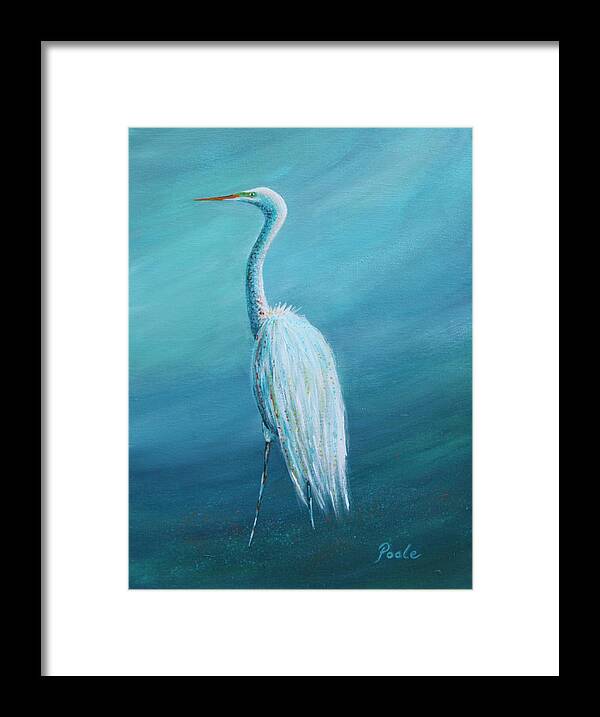 Wildlife Framed Print featuring the painting Island Egret by Pamela Poole