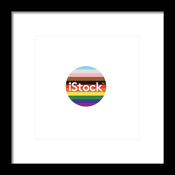 Istock Framed Print featuring the digital art iStock Logo Pride Circle by Getty Images