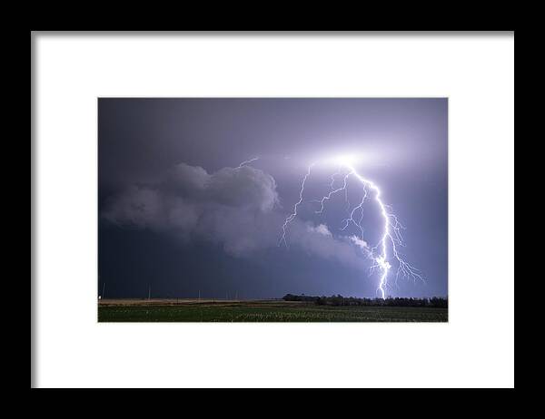 Lightning Framed Print featuring the photograph It Came From Above by Aaron J Groen
