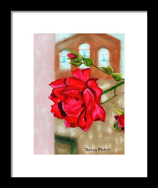 Rose Framed Print featuring the painting Italian Rose by Teresa Moerer