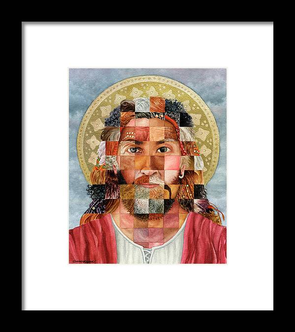 Jesus Painting Spiritual Painting Religious Painting Halo Painting Christ Painting God Painting World Peoples Painting Kindness Painting Compassion Painting Lord Paintingjesus Christ Painting Heaven Painting Framed Print featuring the painting It's All About Love by Anne Gifford