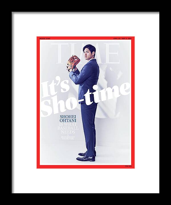 It's Sho-time Framed Print featuring the photograph It's Sho-Time - Shohei Ohtani, baseball player by Photograph by Ian Allen for TIME