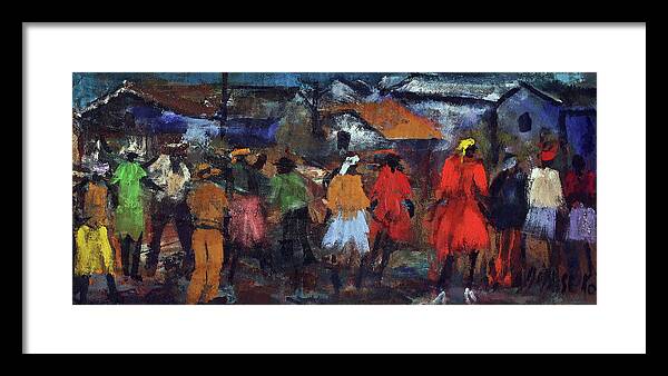  Framed Print featuring the painting Talk Of The Town by Joe Maseko