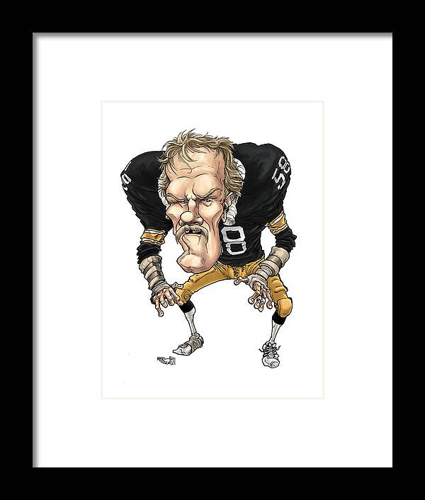 Mikescottdraws Framed Print featuring the drawing Jack Lambert, home jersey by Mike Scott
