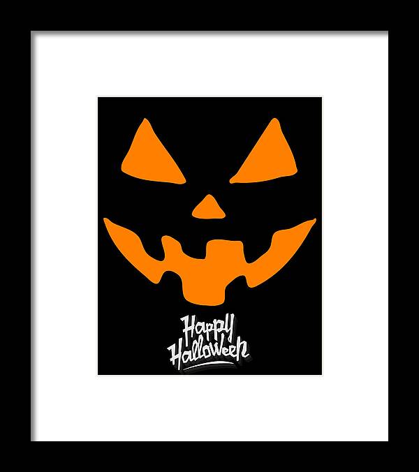 Funny Framed Print featuring the digital art Jack-O-Lantern Pumpkin Happy Halloween by Flippin Sweet Gear
