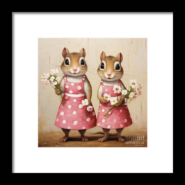 Chipmunks Framed Print featuring the painting Jackie And Jocelyn by Tina LeCour
