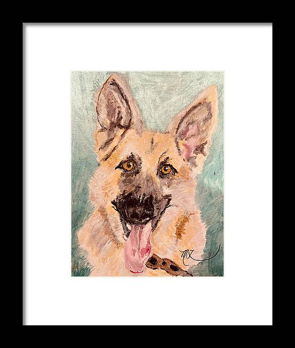 Dog Framed Print featuring the painting German Shepherd by Melody Fowler