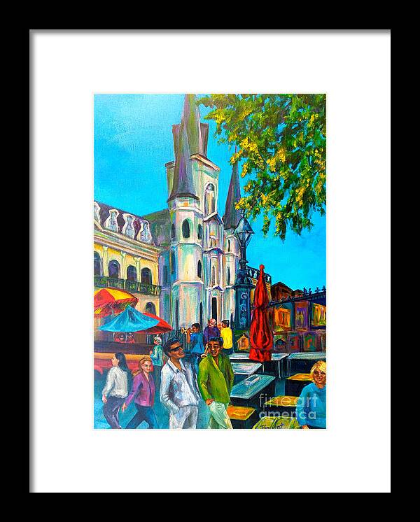 Jackson Square Framed Print featuring the painting Jackson Square at St. Peter Street by Beverly Boulet