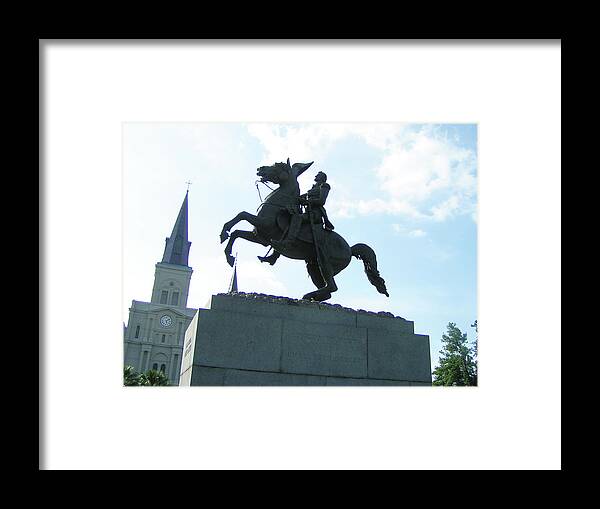 Taken In Jackson Square In The French Quarter Framed Print featuring the photograph Jackson's Statue by Heather E Harman