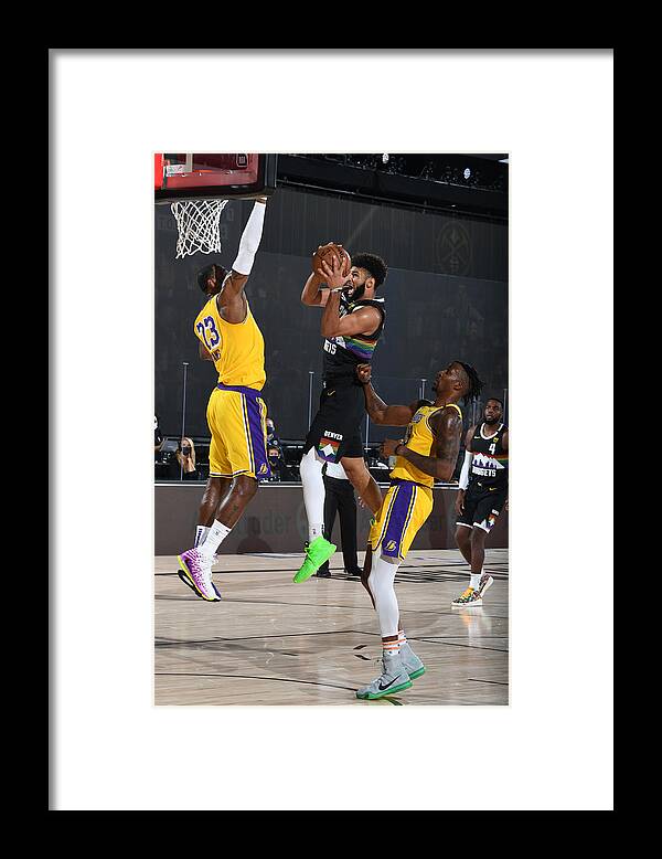 Jamal Murray Framed Print featuring the photograph Jamal Murray and Lebron James by Andrew D. Bernstein