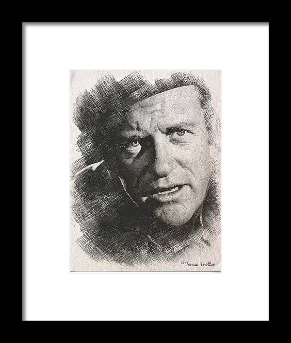 James Arness Framed Print featuring the drawing James Arness Sketch by Teresa Trotter
