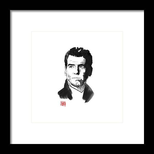 James Bond Framed Print featuring the drawing James Bond Pierce Brosnan 02 by Pechane Sumie